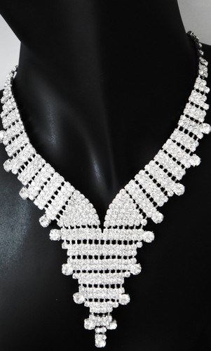 Halskette silber strass - ,