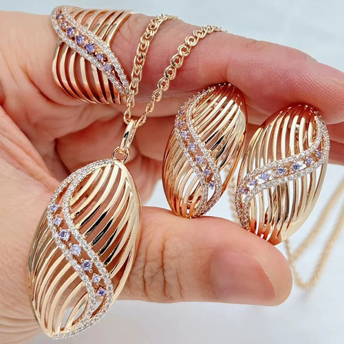 Rosegold schmuckset hochzeit - rosegold,