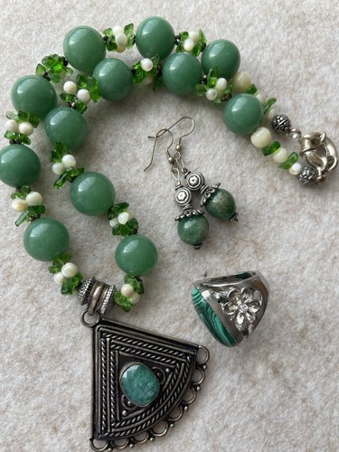 Ethnic schmuckset grün kette - ethnic, grün: