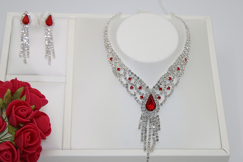 Damen schmuckset rot - damen,