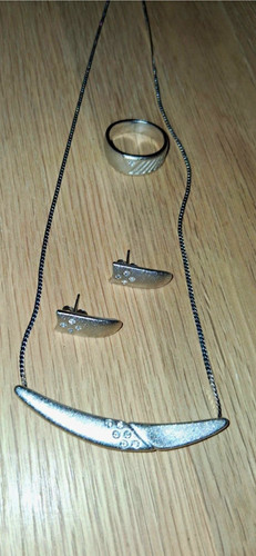 Silberfarbenes schmuckset aus - silberfarbenes,