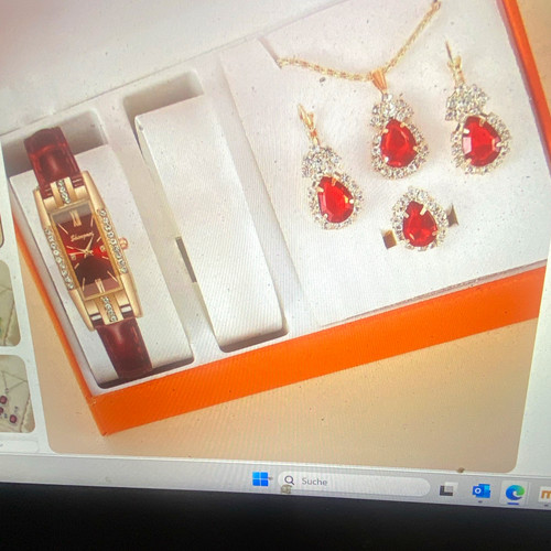 Schmuckset rot silber strass - schmuckset, rot/silber