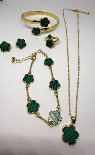 Schmuckset goldfarben grün - schmuckset, goldfarben/grün