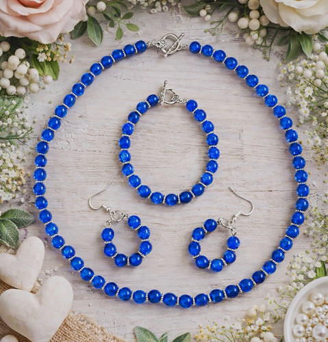 Schmuckset blau silber - blau/silber, aus