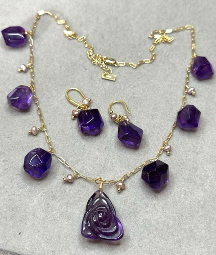 Set kette ohrringe amethyst - set,