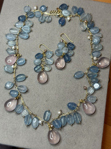 Set kette ohrringe - kette, aquamarin