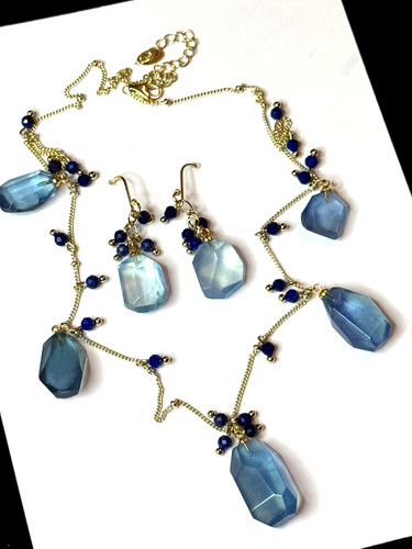 Set kette ohrringe aquamarin - kette,