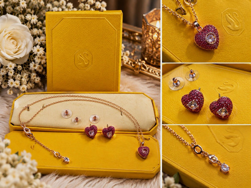 Schmuckset metall gold pink - schmuckset,