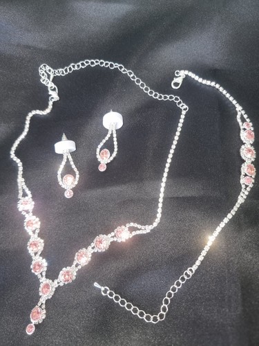 Schmuckset silberfarben rosa